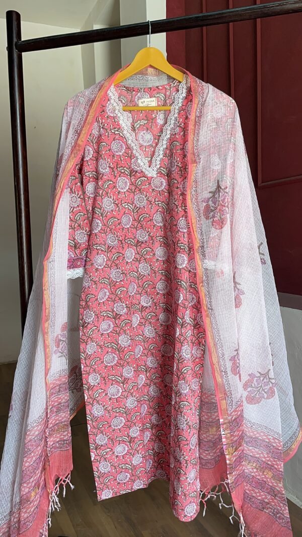 Gulal Pink Lace 3- pc Doriya Dupata Set